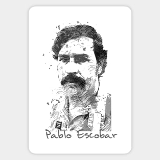 Pablo Escobar Retro Sketch in Black and White Sticker